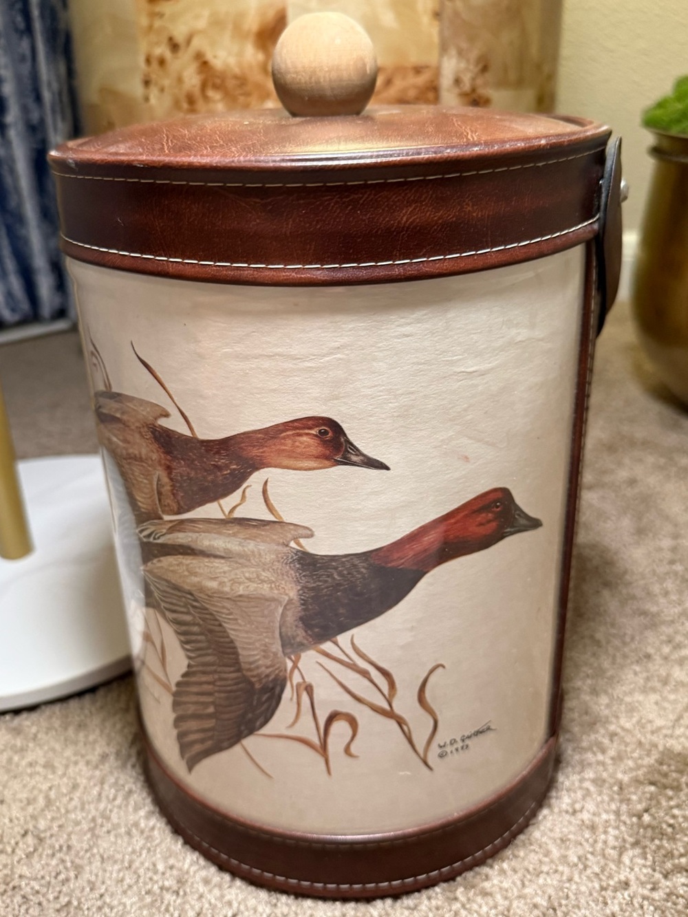 VTG 1983 Georges Briard Ice Bucket Canvasback Ducks in Flight art by WD Gaither